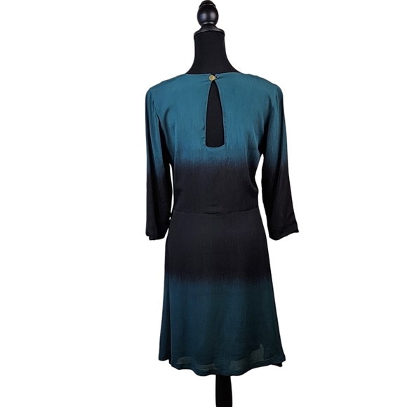 Anthropologie Chloe Oliver Green and Black Ombre Dress 3/4 Sleeve Size Medium - Picture 5 of 10